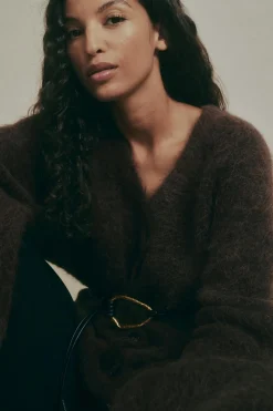 Alpaca blend knitted cardigan - Braun - Dame - Gina Tricot