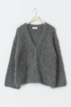 Alpaca blend knitted cardigan - Grau - Dame - Gina Tricot