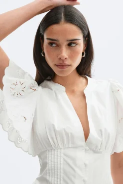 Anglaise blouse - Weiß - Dame - Gina Tricot
