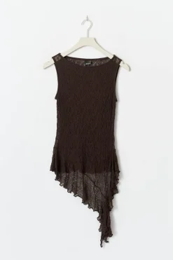Asymmetric lace top - Braun - Dame - Gina Tricot