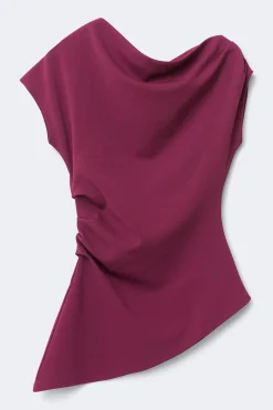Asymmetric pleated top - Lila - Dame - Gina Tricot