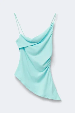 Asymmetric ruched singlet - Blau - Dame - Gina Tricot