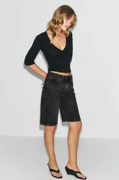 Baggy denim shorts - Schwarz - Dame - Gina Tricot