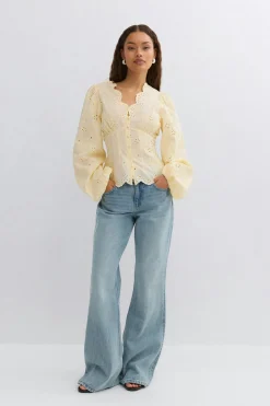 Balloon sleeve blouse - Gelb - Dame - Gina Tricot