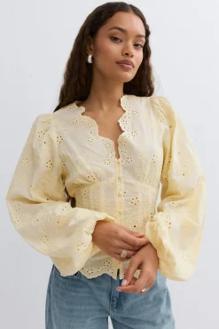 Balloon sleeve blouse - Gelb - Dame - Gina Tricot