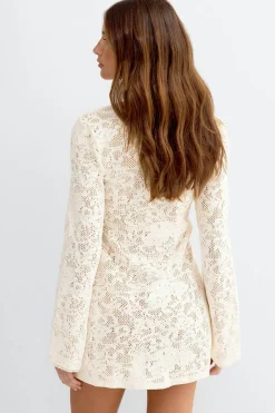 Beach crochet lacing dress - Weiß - Dame - Gina Tricot