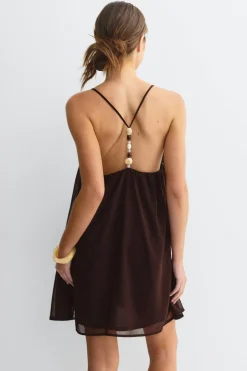 Beaded chiffon mini dress - Braun - Dame - Gina Tricot