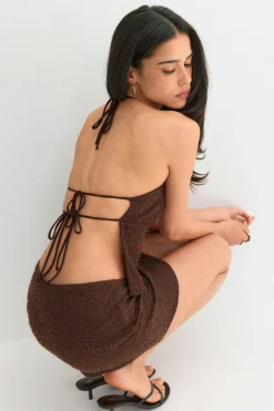 Beaded open back singlet - Braun - Dame - Gina Tricot