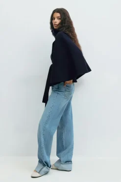 Belt cape jacket - Blau - Dame - Gina Tricot