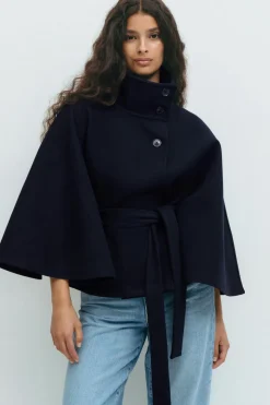 Belt cape jacket - Blau - Dame - Gina Tricot