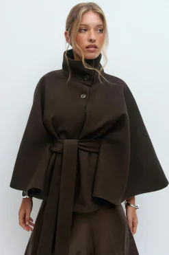 Belt cape jacket - Braun - Dame - Gina Tricot