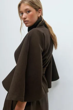 Belt cape jacket - Braun - Dame - Gina Tricot