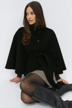 Belt cape jacket - Schwarz - Dame - Gina Tricot