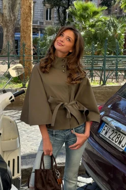 14+ belted trench cape - Grün - Gina Tricot