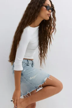 Blue crush denim skirt - Blau - Dame - Gina Tricot