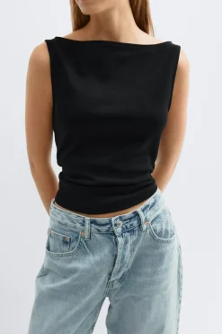 Boatneck tanktop - Schwarz - Dame - Gina Tricot