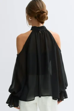 Boho chiffon blouse - Schwarz - Dame - Gina Tricot