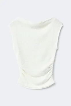Boucle boatneck top - Weiß - Dame - Gina Tricot
