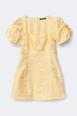 Brocade puffsleeve mini dress - Gelb - Dame - Gina Tricot
