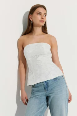 Brocarde corset top - Weiß - Dame - Gina Tricot