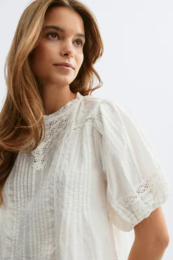 Broderie anglaise blouse - Weiß - Dame - Gina Tricot