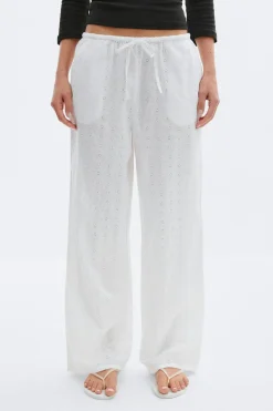 Broderie anglaise trousers - Weiß - Dame - Gina Tricot