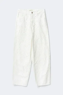 Broderie denim jeans - Weiß - Dame - Gina Tricot