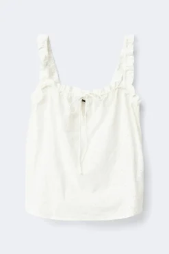 Broderie loungewear singlet - Weiß - Dame - Gina Tricot