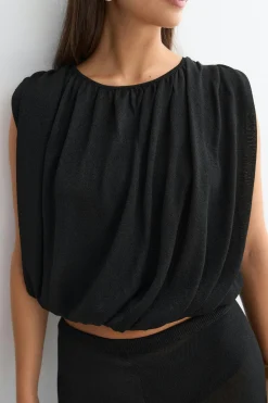 Bubble hem knitted top - Schwarz - Dame - Gina Tricot