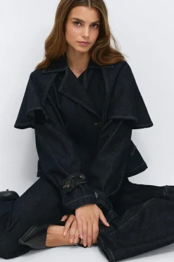Cape denim trench - Blau - Dame - Gina Tricot