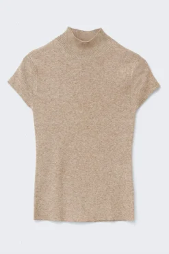 Cap sleeve knitted top - Beige - Dame - Gina Tricot