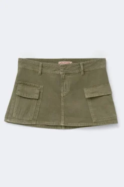 Cargo denim skirt - Grün - Dame - Gina Tricot