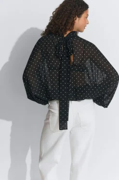 Chiffon blouse - Schwarz - Dame - Gina Tricot