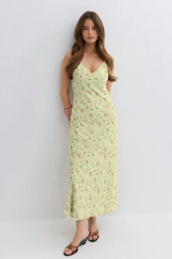 Chiffon dress - Grün - Dame - Gina Tricot