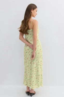 Chiffon dress - Grün - Dame - Gina Tricot