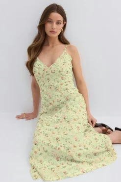 Chiffon dress - Grün - Dame - Gina Tricot