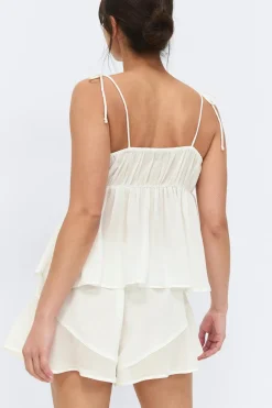 Chiffon loungewear shorts - Weiß - Dame - Gina Tricot