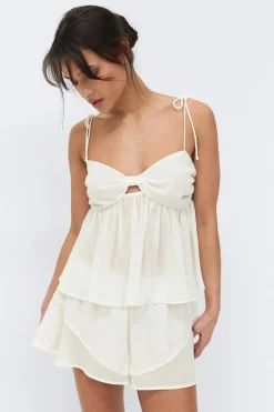 Chiffon loungewear shorts - Weiß - Dame - Gina Tricot