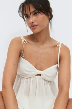 Chiffon loungewear singlet - Weiß - Dame - Gina Tricot