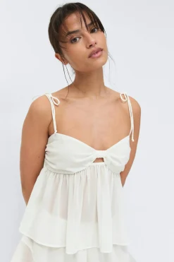 Chiffon loungewear singlet - Weiß - Dame - Gina Tricot