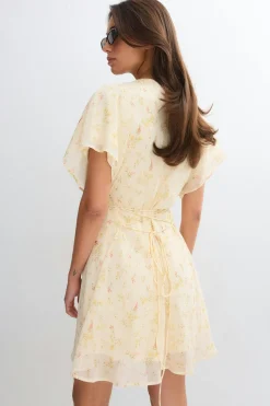Chiffon mini dress - Gelb - Dame - Gina Tricot
