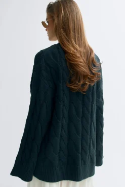 Chunky knitted cable cardigan - Blau - Dame - Gina Tricot