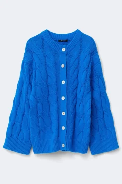 Chunky knitted cable cardigan - Blau - Dame - Gina Tricot