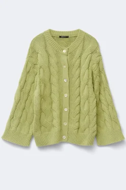 Chunky knitted cable cardigan - Grün - Dame - Gina Tricot