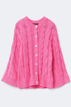 Chunky knitted cable cardigan - Rosa - Dame - Gina Tricot