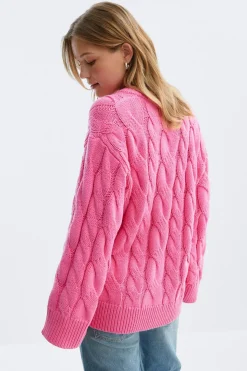 Chunky knitted cable cardigan - Rosa - Dame - Gina Tricot