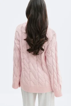 Chunky knitted cable cardigan - Rosa - Dame - Gina Tricot