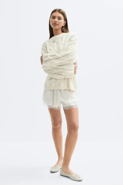 Chunky knitted cable sweater - Weiß - Dame - Gina Tricot