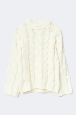 Chunky knitted cable sweater - Weiß - Dame - Gina Tricot