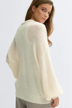 Chunky knitted cardigan - Weiß - Dame - Gina Tricot